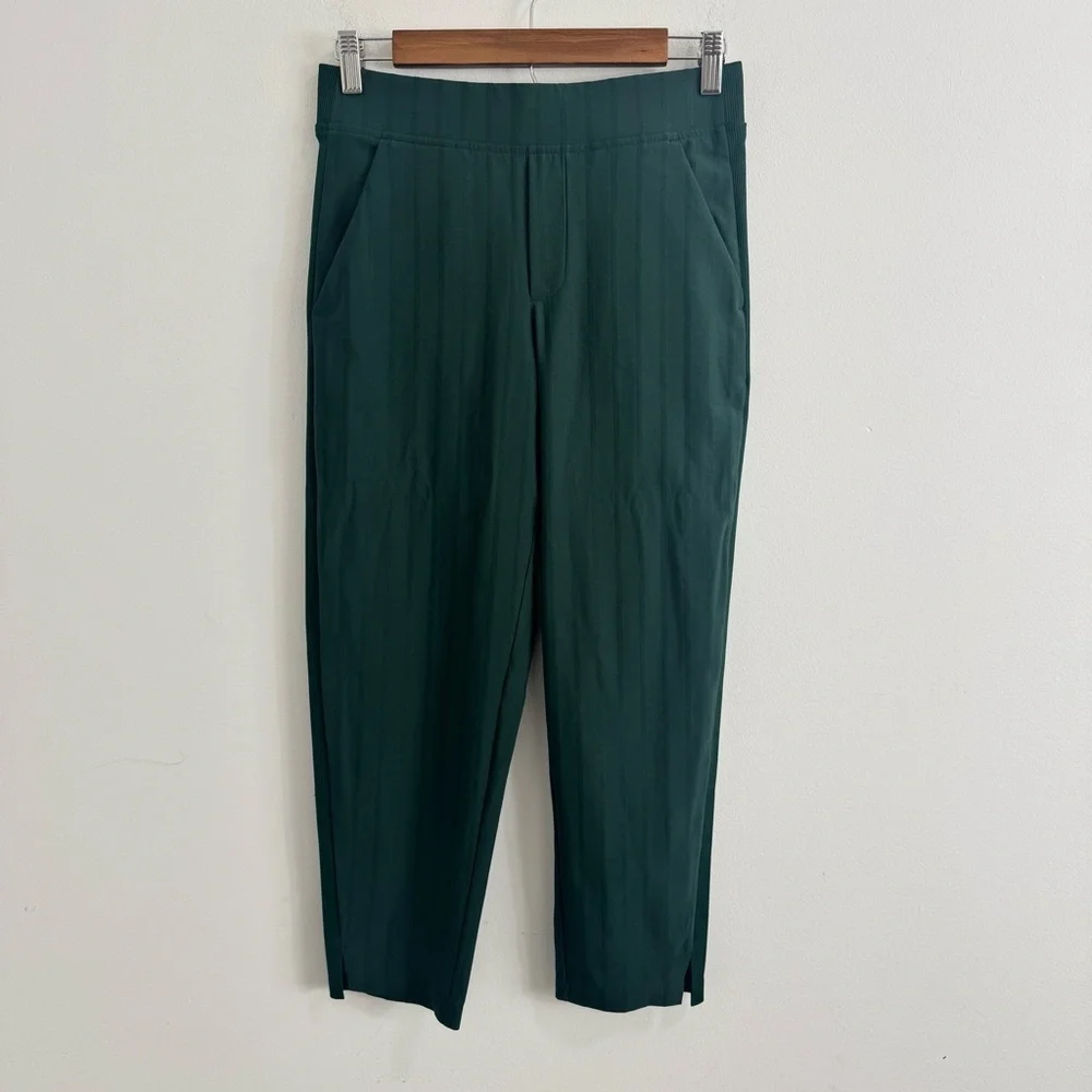 Athleta Brooklyn Ankle Pant Emerald Green Stripe Size 2 Petite Travel Work - Picture 5 of 16